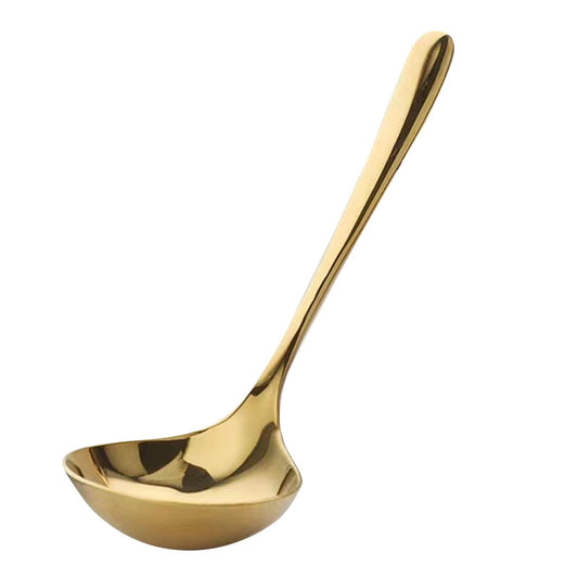 Soup Ladle Stainless Steel Serving Spoon Golden Cooking Spoon for Stirring Portioning and Serving Soups Sauces Batter